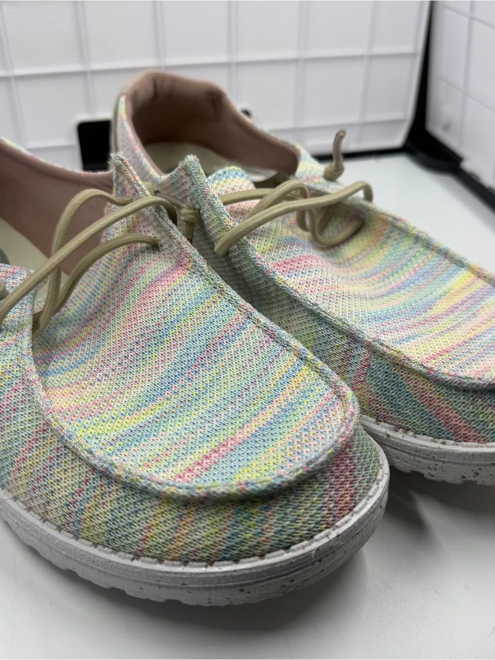 Rainbow Multicolor Heydude Wendy Sox Knit Slip-On Flats - Loafers or Boat Shoe